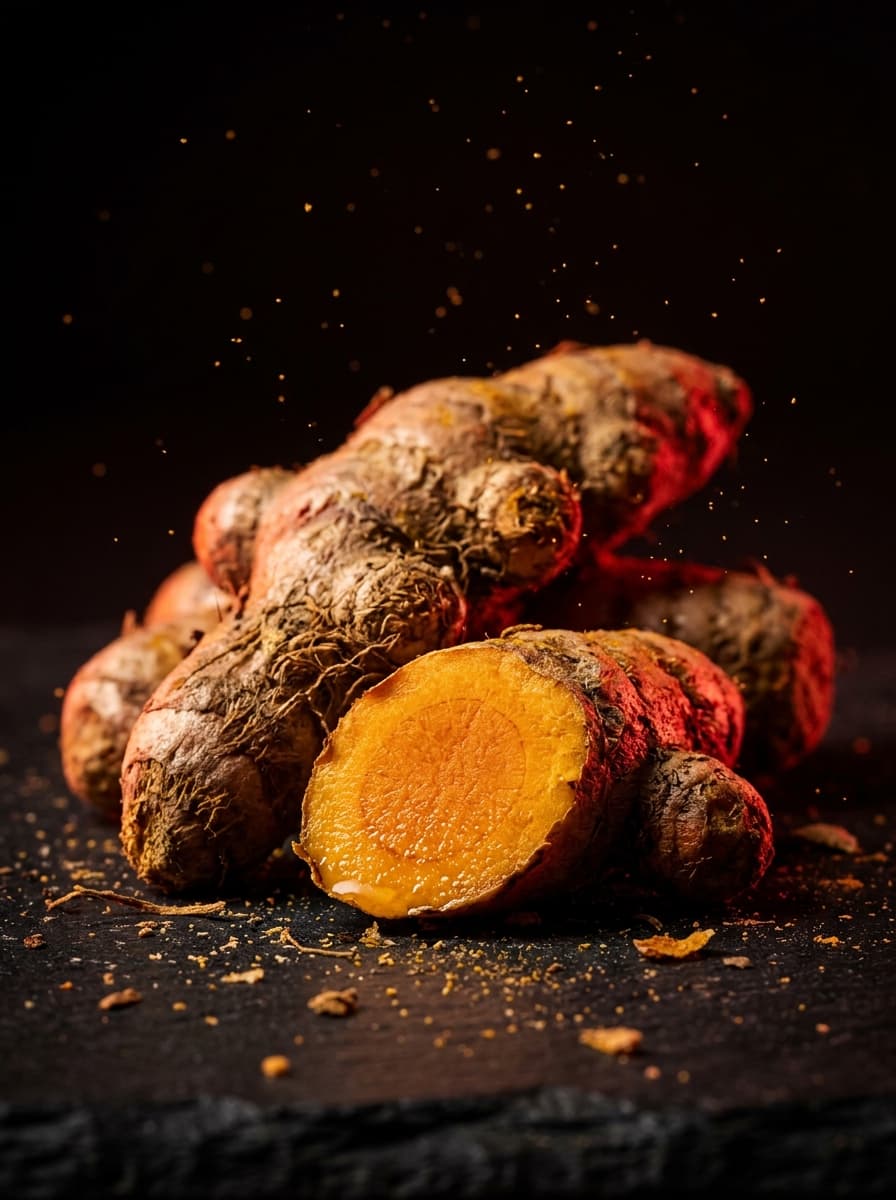 Rizomas de cúrcuma, origem do extrato de curcumina